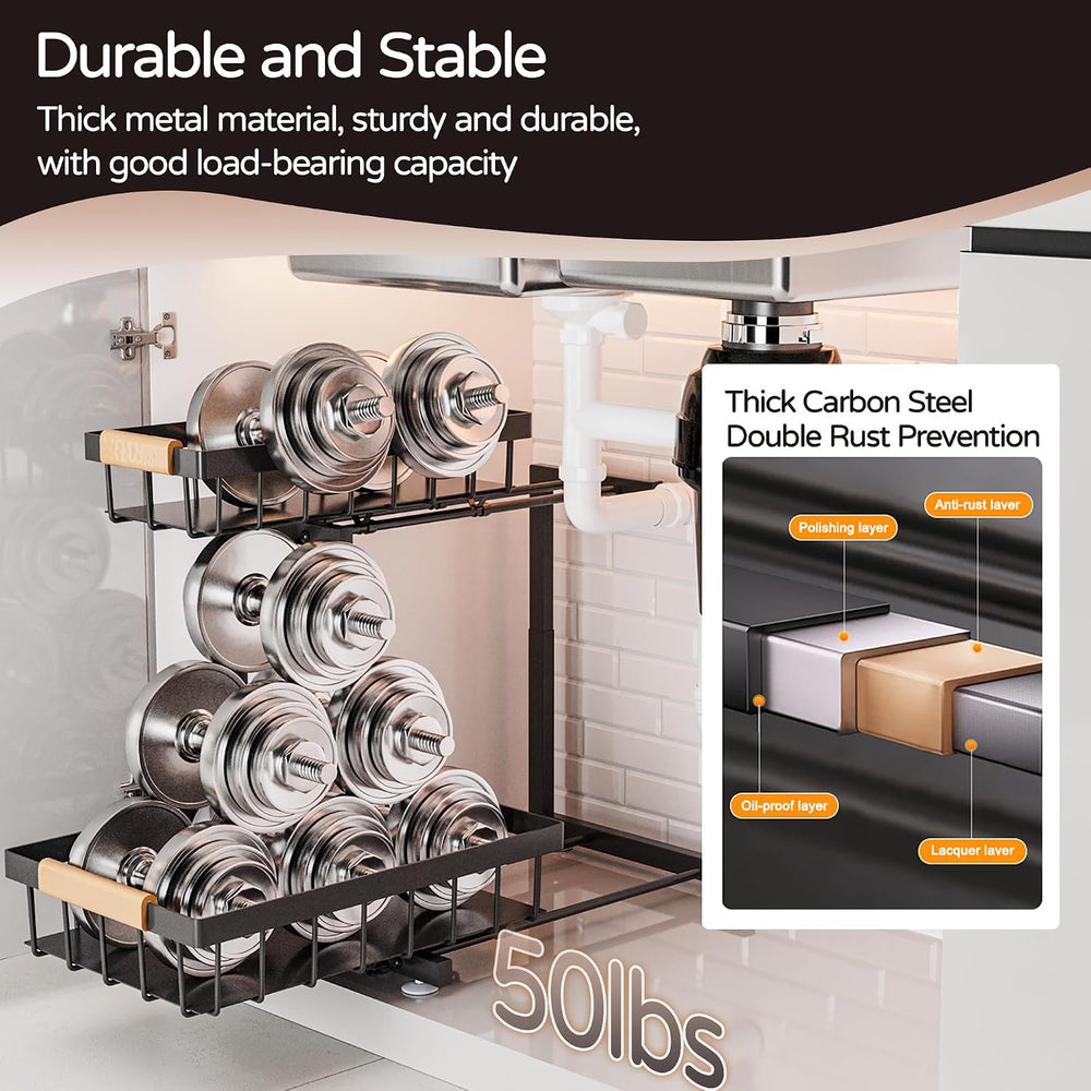 ADBIU Under Sink Organizer, 2 Pack 2 Tier Expandable Height (13.2" - 17....