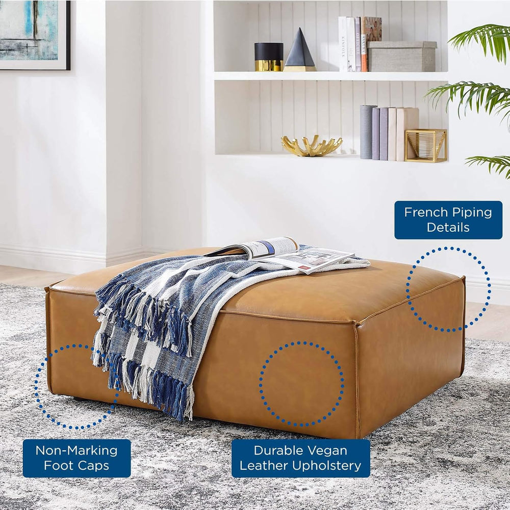 Modway Restore Vegan Leather Sectional Sofa Ottoman in Tan
