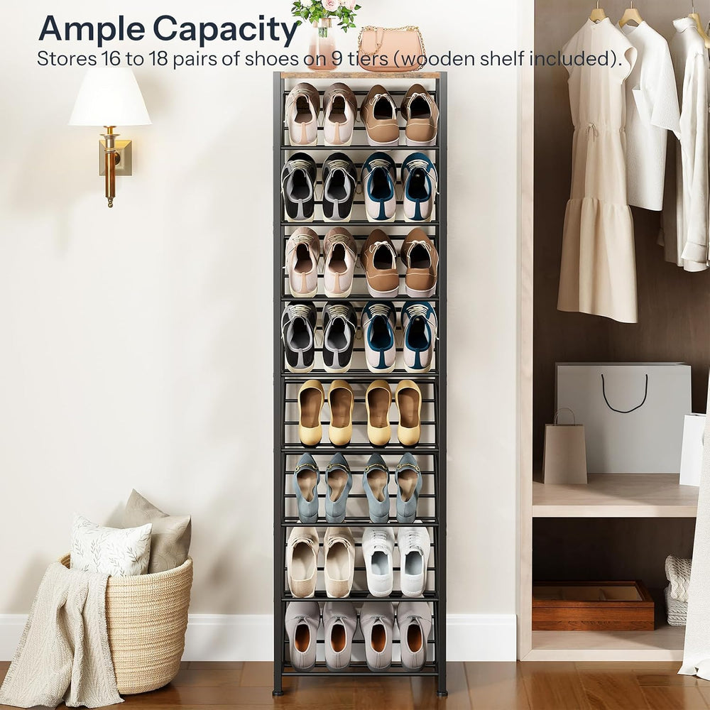 HOOBRO Narrow Shoe Rack for Small Spaces, Slanted Shoe Organizer for Entryway...