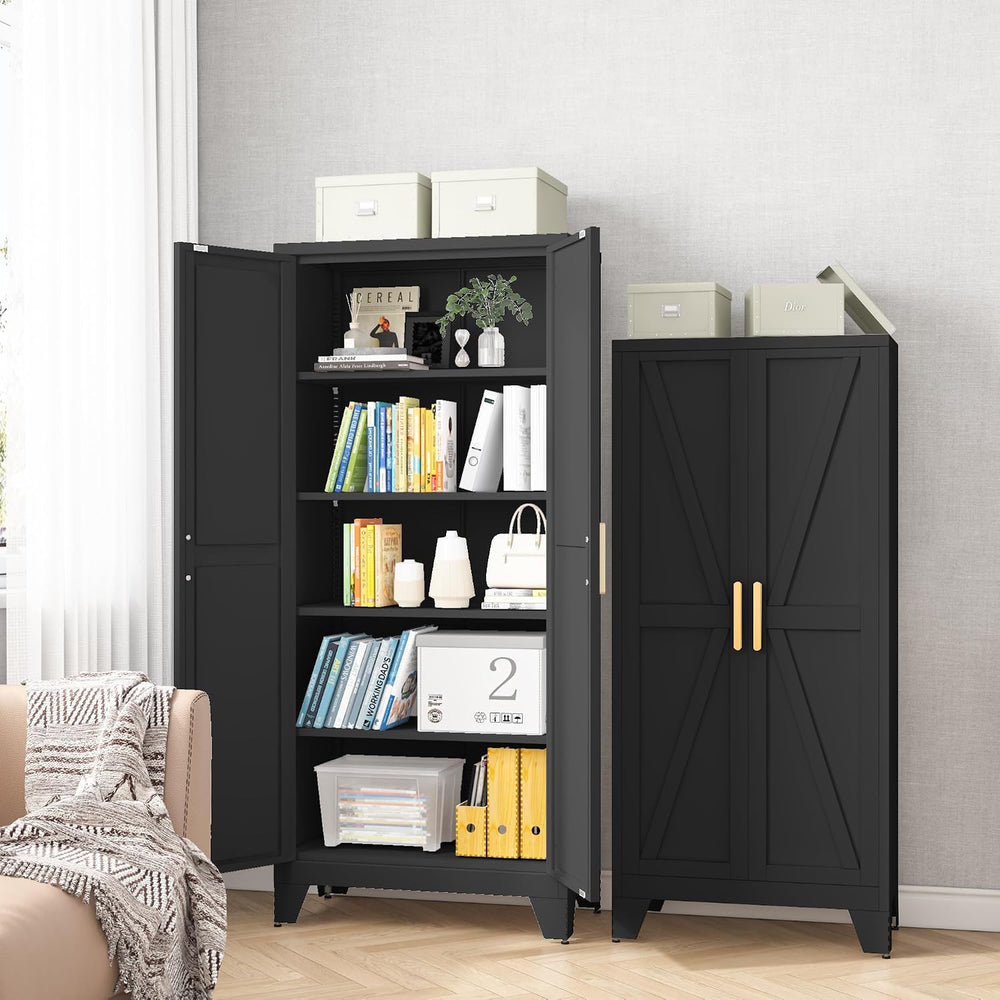 Baborokic 61H Metal Storage Cabinet with 2 Doors and Adjustable Shelves,Farmh...