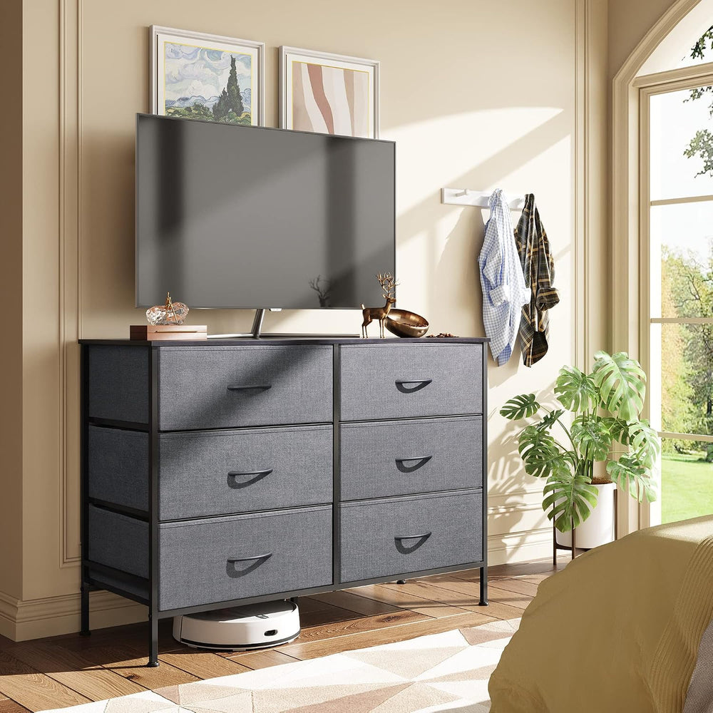 WLIVE Dresser for Bedroom with 6 Fabric Drawers, Dark Grey