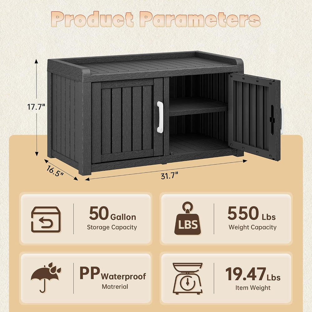 KAMABOKO Outdoor Shoe Storage Cabinet, Waterproof UV-Resistant Entryway Stora...