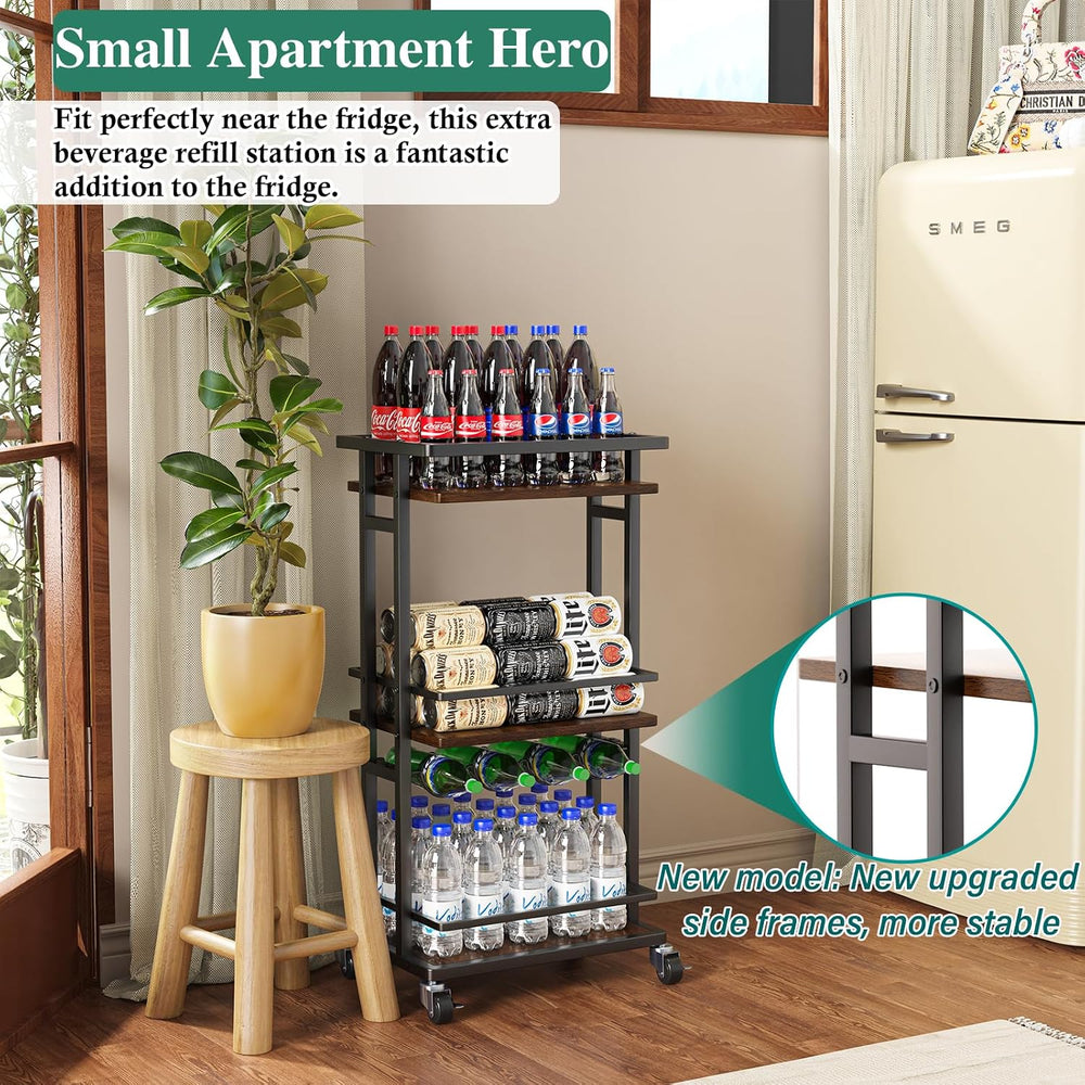OKZEST 3-Tier Bar Cart for Home, Mini Rolling Liquor Cabinet & Serving Cart