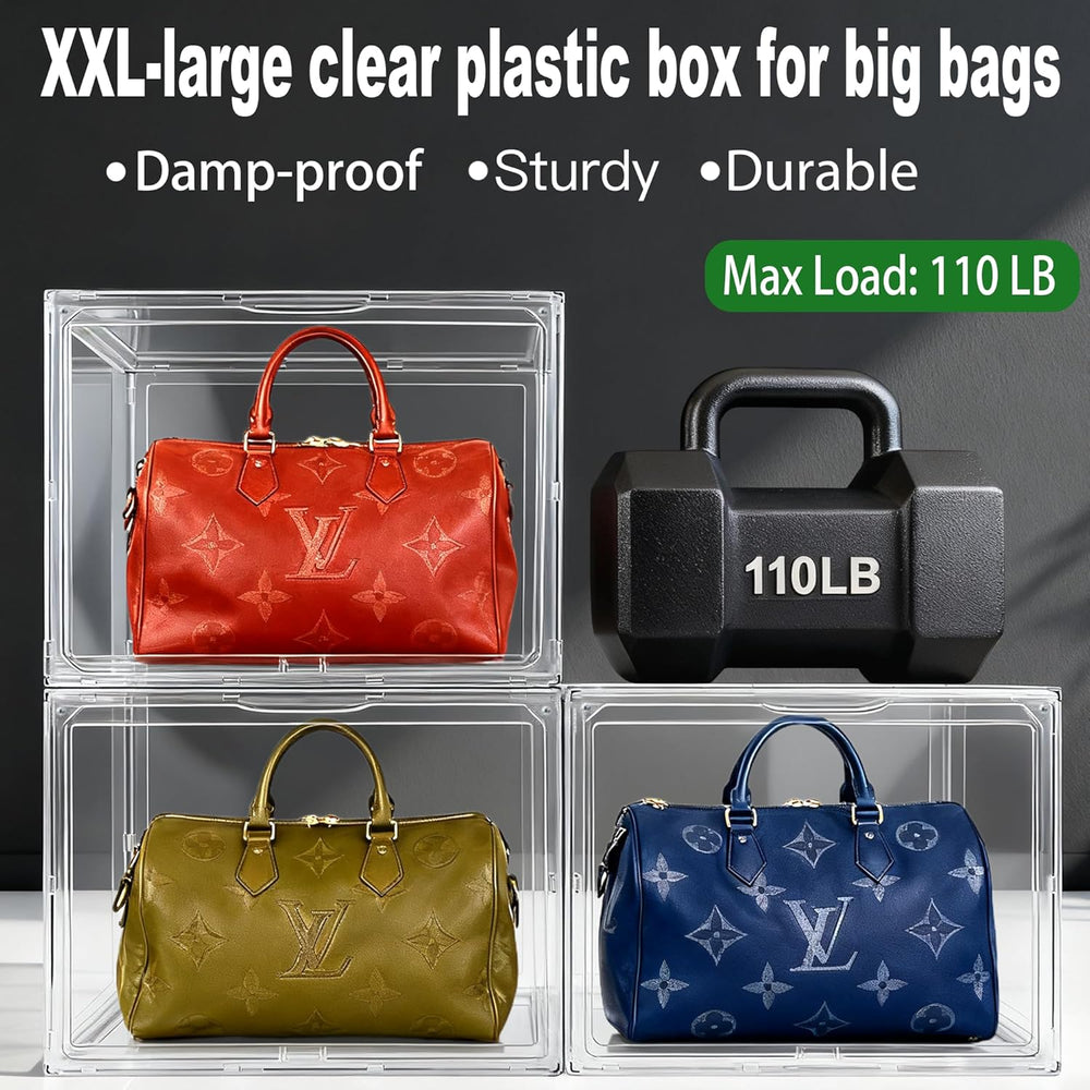 XXX-Large Acrylic Purse Handbag Display Case with Lid,Clear Handbag Storage