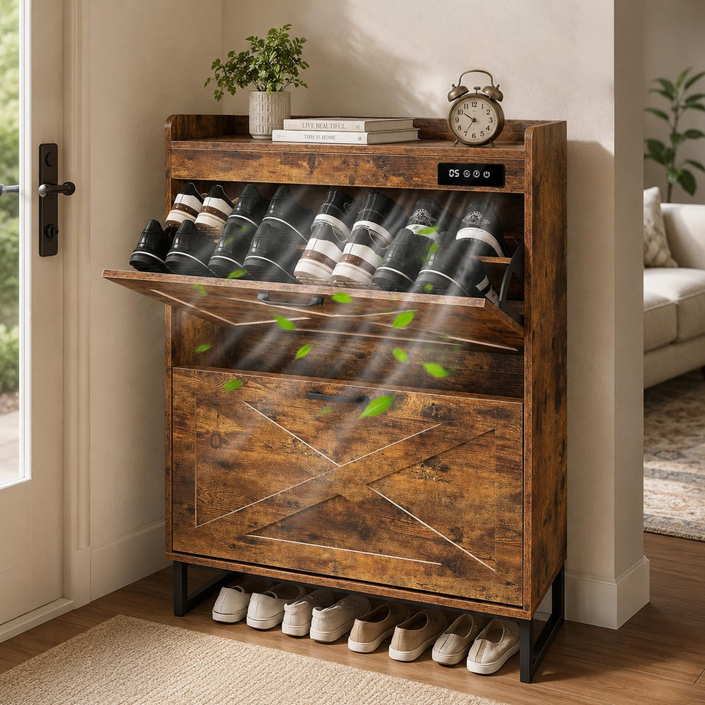 BEURUKU Shoe Cabinet Storage for Entryway, Deodorizing Slim Shoe Rack with 2 ...
