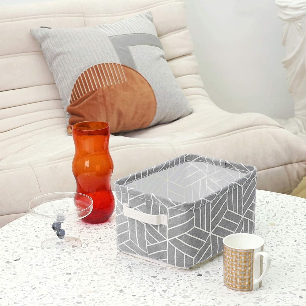 CROWNED 6 Pcs Storage Basket Foldable Cube Fabric Bins Square Mini Box Receiv...