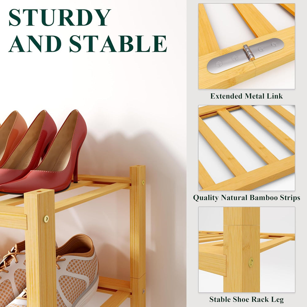Smiry Bamboo Shoe Rack, 12 Vertical Slats, 6 Tier - 26.8" Wide, Natural
