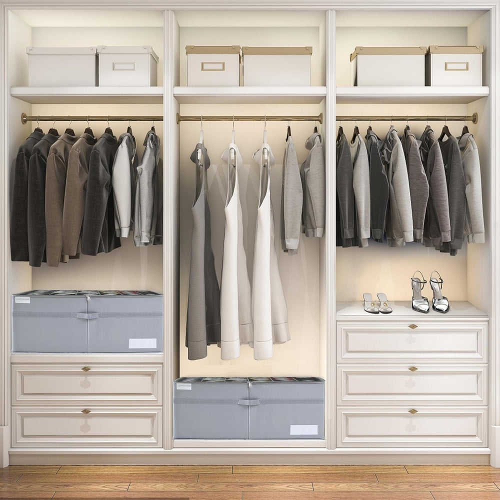 LUVHOMEE Shoe Organizer for Closet, Fits 24 Pairs, Large Shoe Box Storage Con...