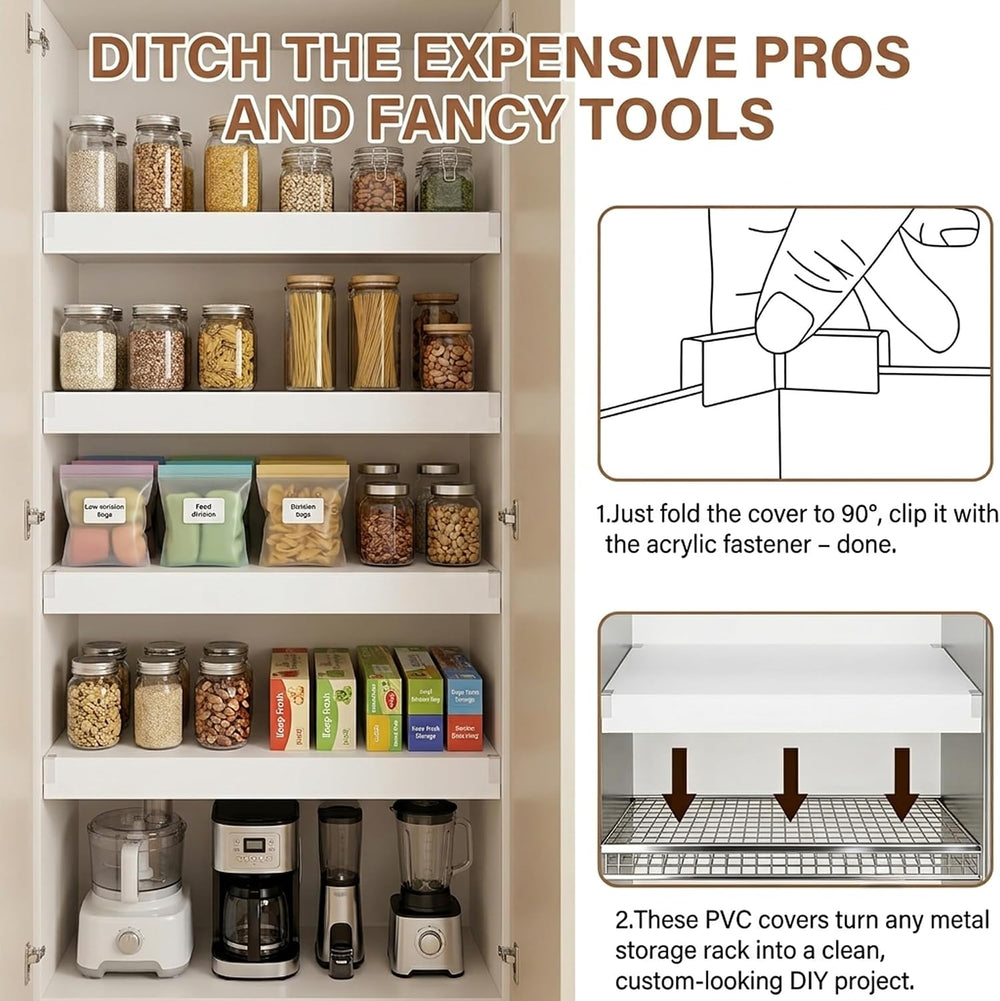 5 Pack Wire Rack Covers for Shelves, 32"x12" PVC Wire Shelf Covers ...