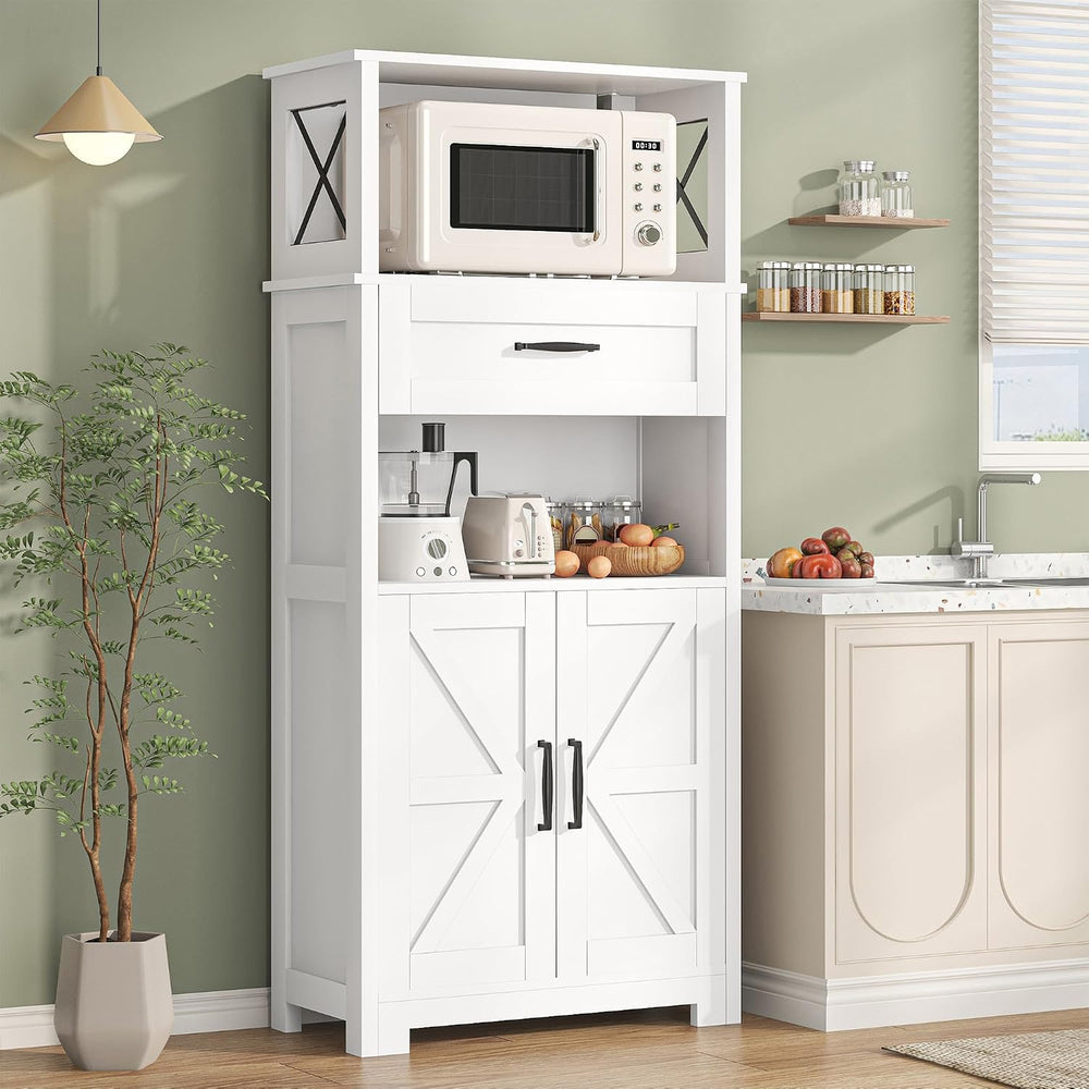 Saudism 55" Pantry Storage Cabinet with Drawers and Barn Doors
