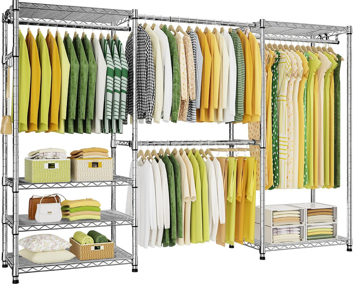 Ulif E1 Heavy Duty Closet Garment Rack, 6 Tiers Adjustable Metal Freestanding