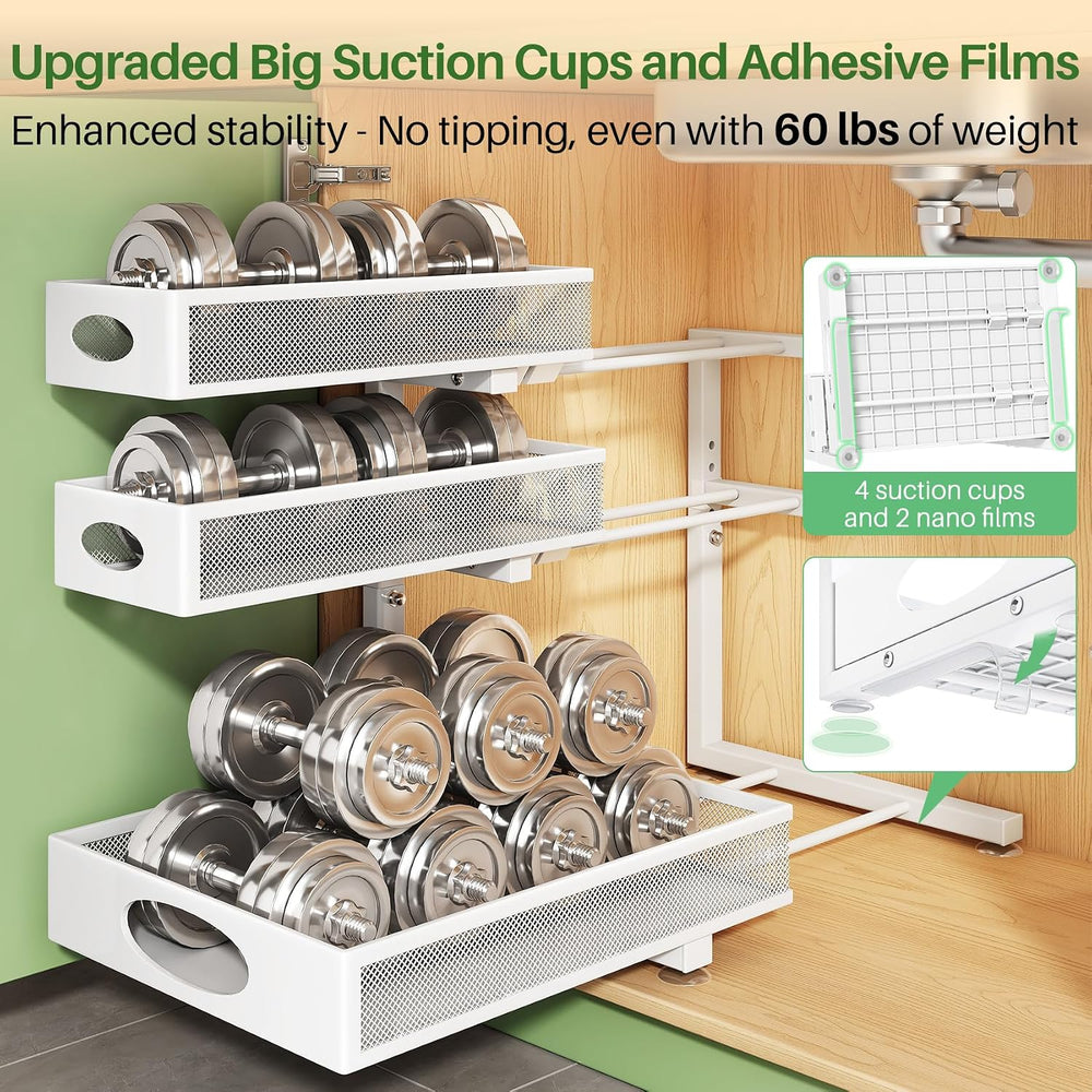 Kitstorack Under Sink Organizer 3-Tier Slide Out Drawer for Bathroom 1-Pack
