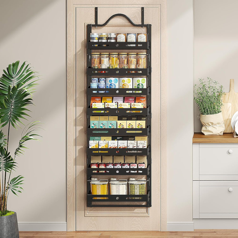 8-Tier Pantry Door Organizer, Large 2 IN 1 Wall Mount or Over The Door Pantry...