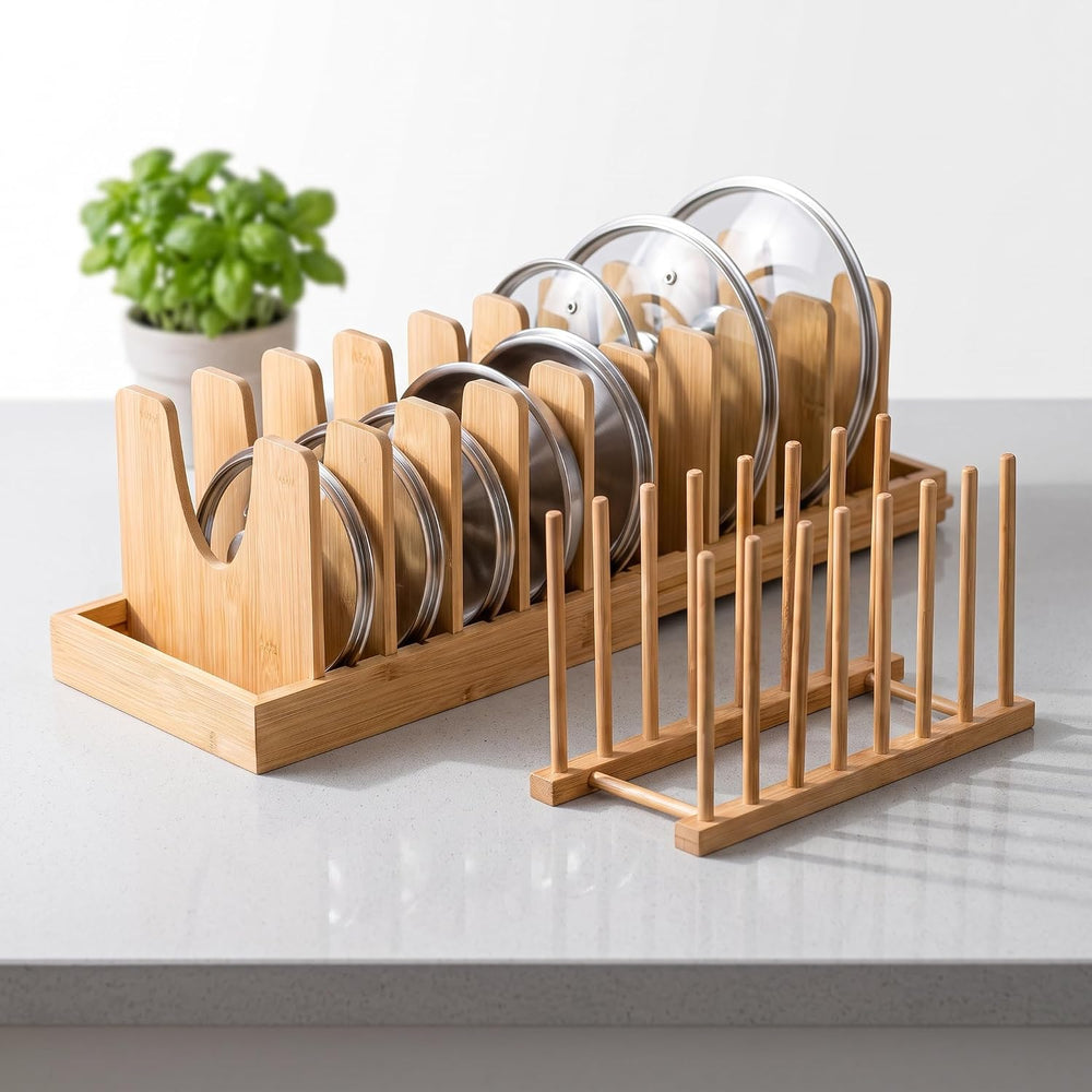 Expandable Bamboo Lid Rack & Drainer