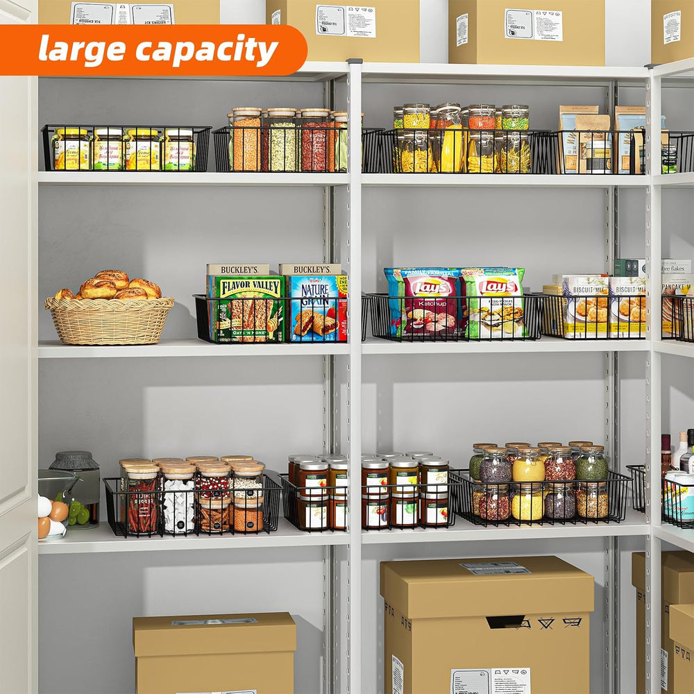 Simple Trending 12 Pack Extra Large Wire Storage Baskets, Black