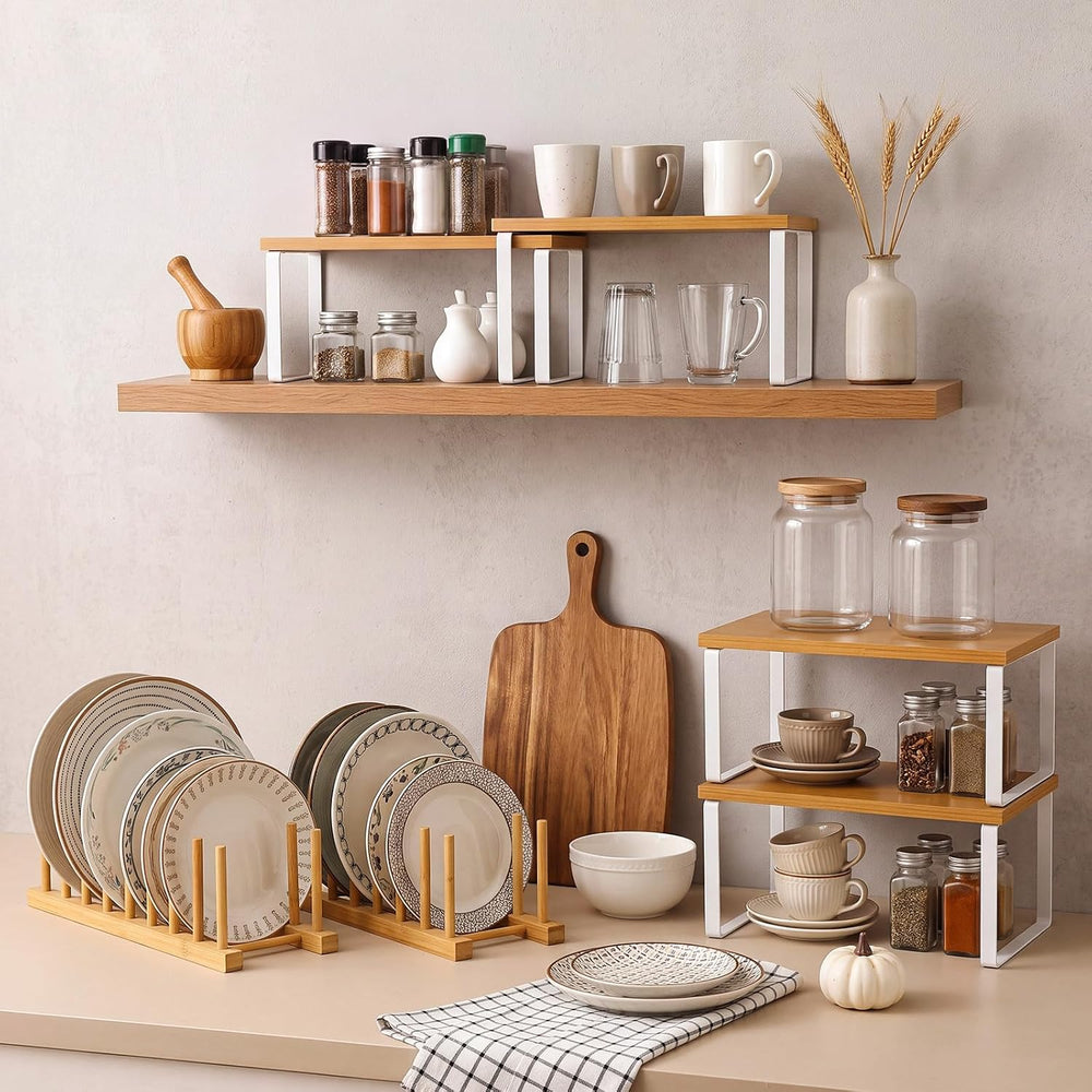 8 Pcs Kitchen Organizer Accessories Set Stackable Cabinet Organizer Shelf and...