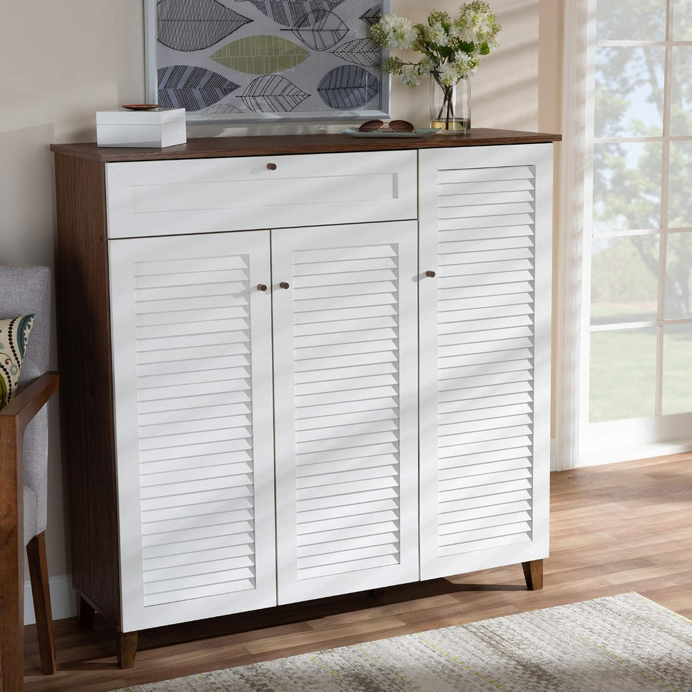 Baxton Studio Shoe Cabinets, White/Walnut