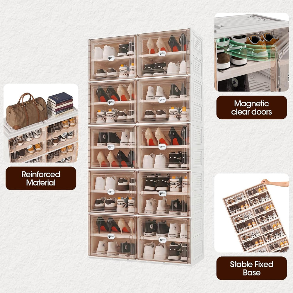 White Shoe Rack Organizer for 32 Pairs of Folding Design