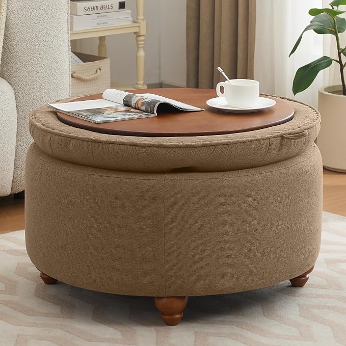 30Inch Round Storage Ottoman