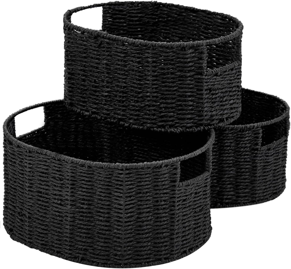 Vagusicc Wicker Basket, Set of 3 Round Storage Baskets for Organizing, Woven ...
