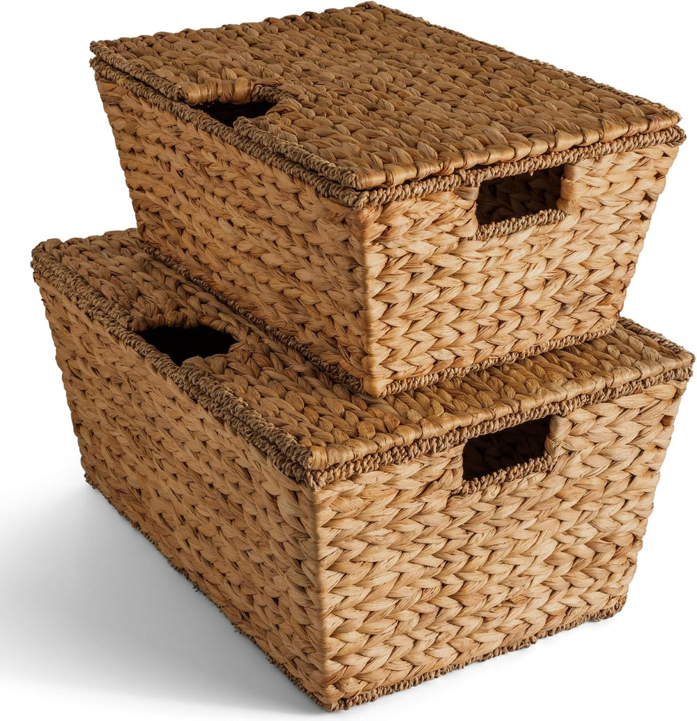 Best Choice Products Set of 2 X-Large & Medium Woven Storage Baskets W/Li...