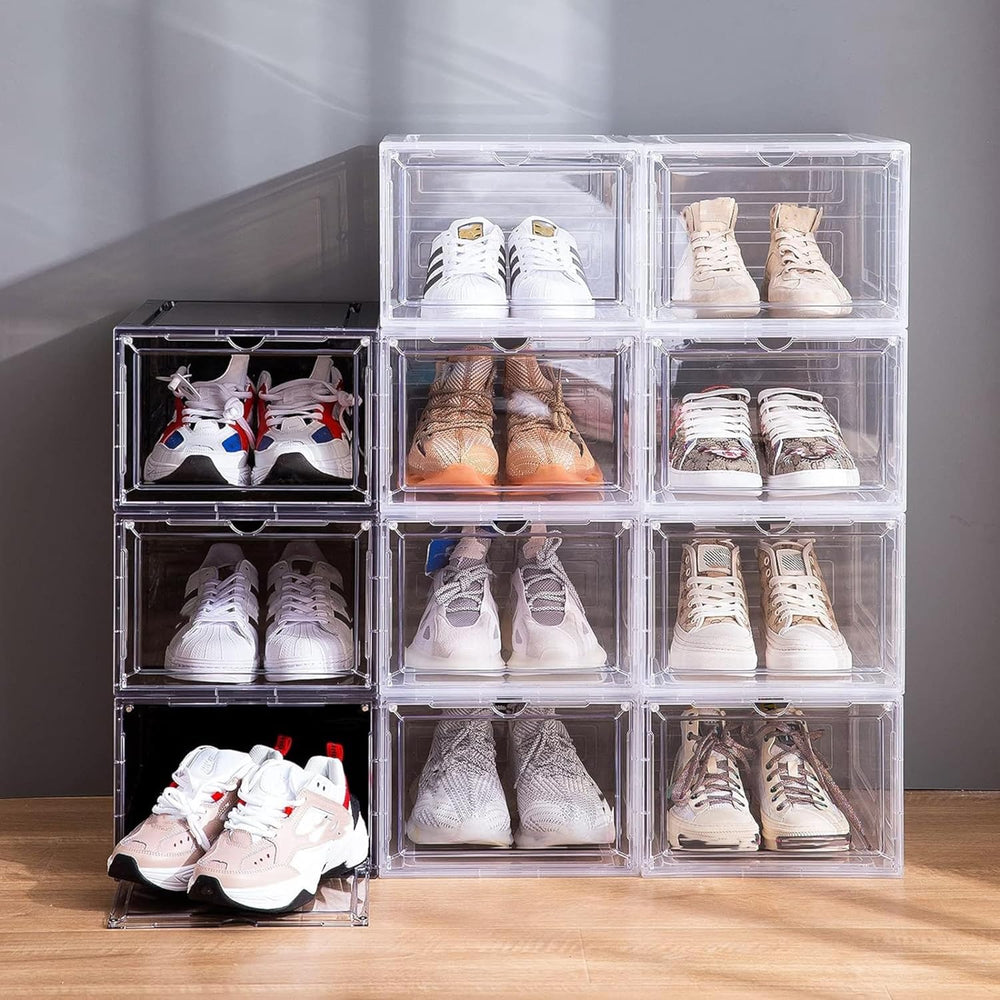 Attelite Shoe Storage Boxes X-Large Stackable Clear Shoe Organizer,9 Pack