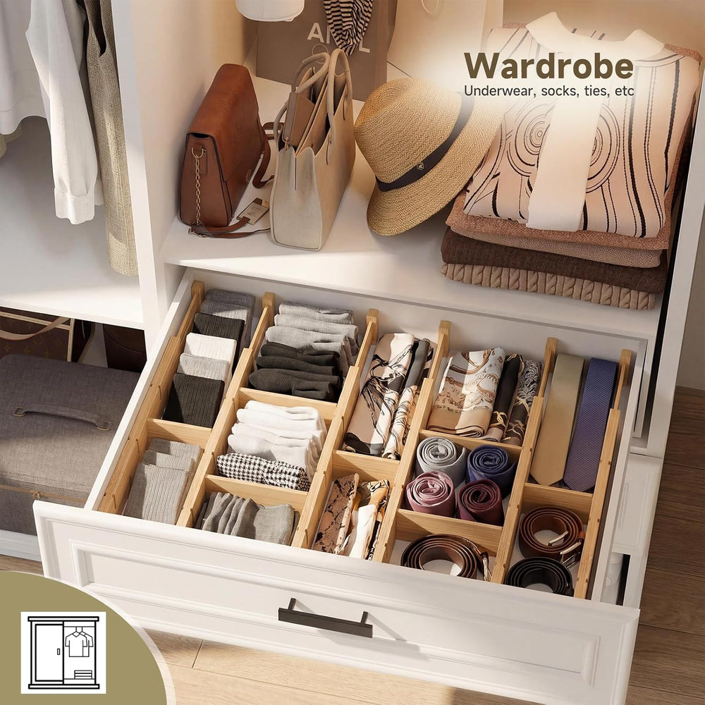 Bamboo Drawer Dividers, Expandable Kitchen Drawer Organizer