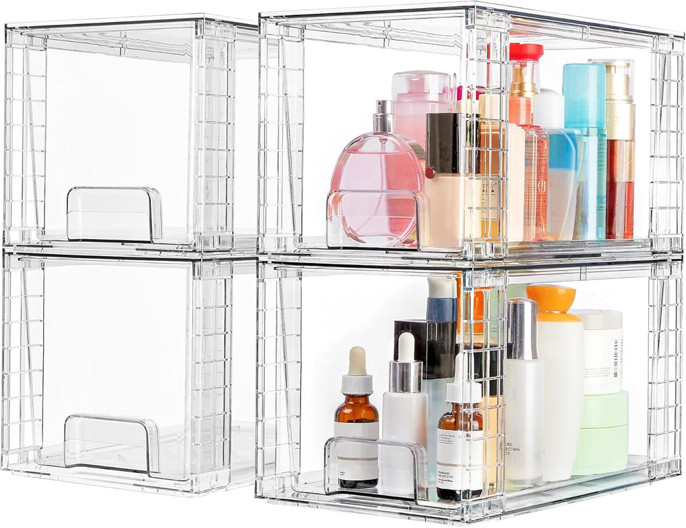 Vtopmart Clear Under Sink Organizer, 8 Pack Stackable Storage Drawers Set Des...