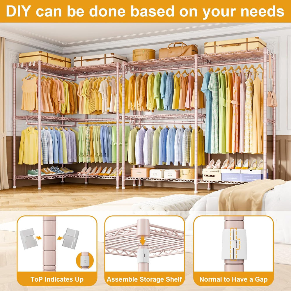ULIFHOME E15 Garment Rack L Shaped Clothes Rack for Corner，Freestanding Cloth...
