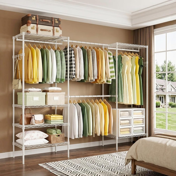 Expandable Clothes Rack, 15.7" D x (70.9"-90.6") W x 76.8" H, White