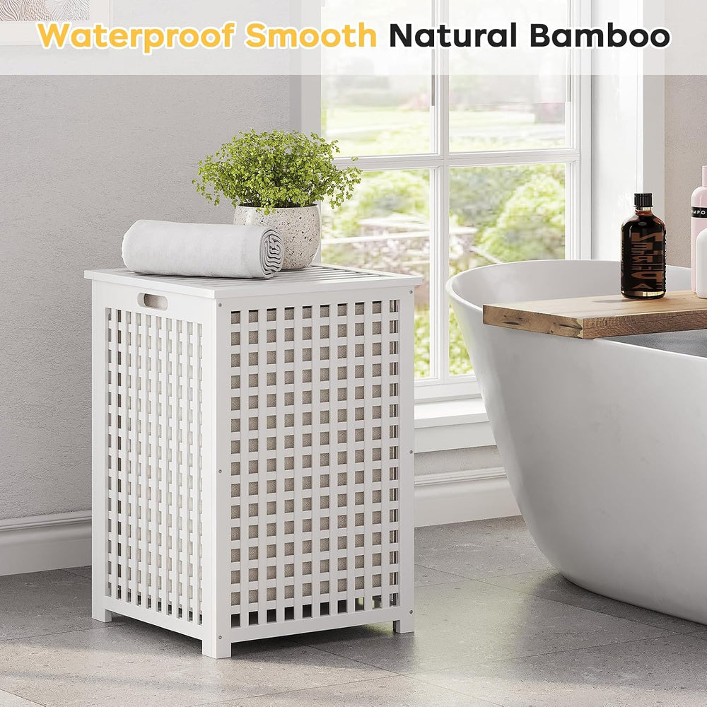 oakvivo Bamboo Laundry Hamper, 17.7" x 17.7" x 25.6" Bathroom ...