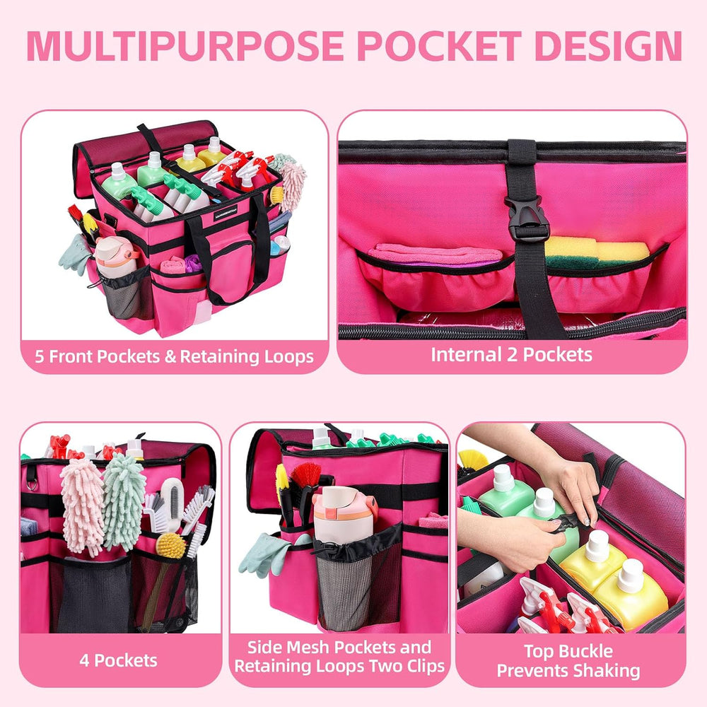 Large Rolling Cleaning Caddy Bag, Cleaning Caddy with Wheels with Detachable ...