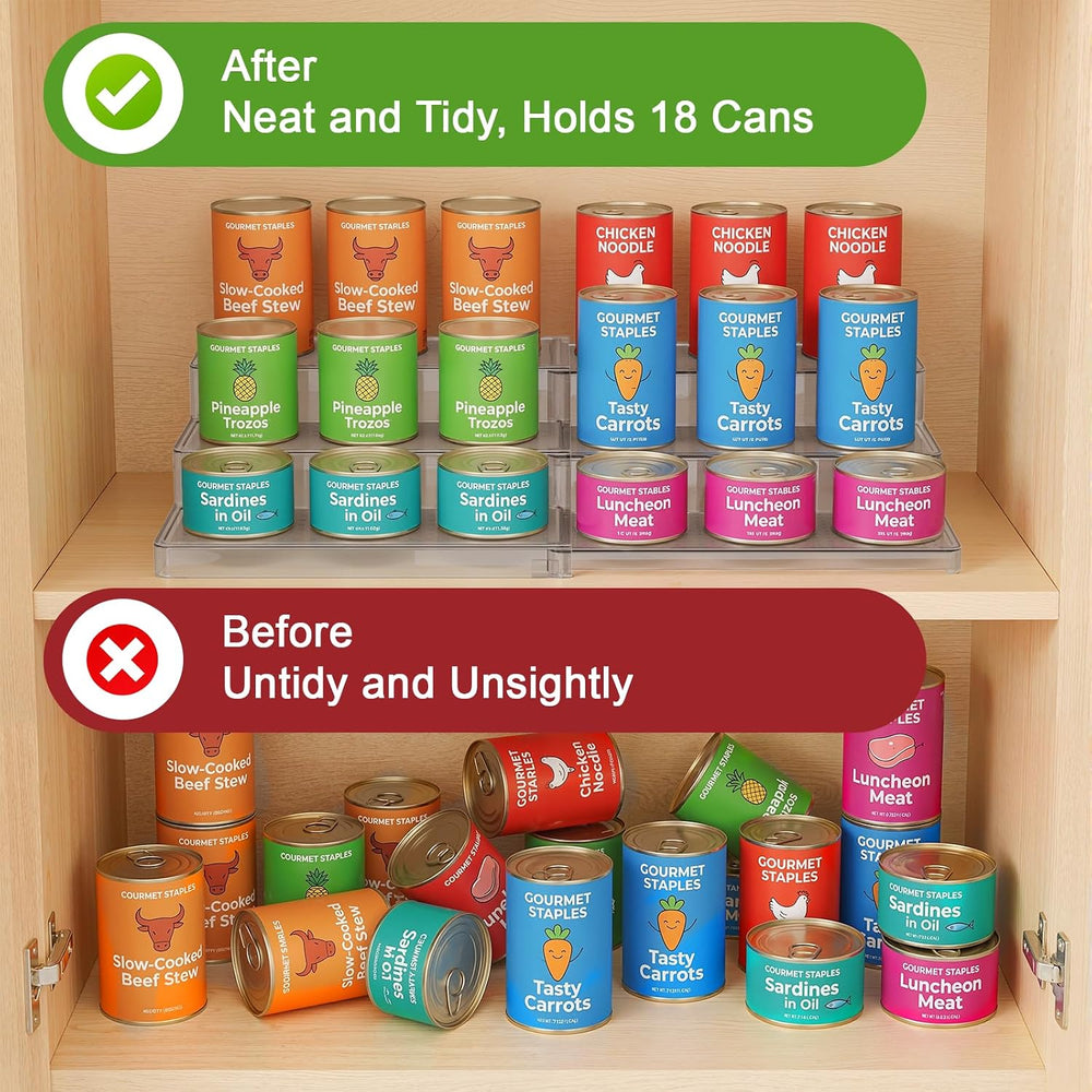 Expandable Can Rack Organizer 2 Pack, 3-Tier Adjustable Length