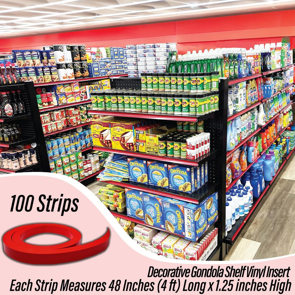Decorative Gondola Shelving Pre Cut Vinyl Insert Strips 48" x 1.25"...