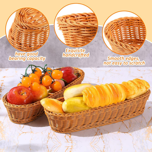 wicker bread baskets for serving 14 x 5.7, close-up detail