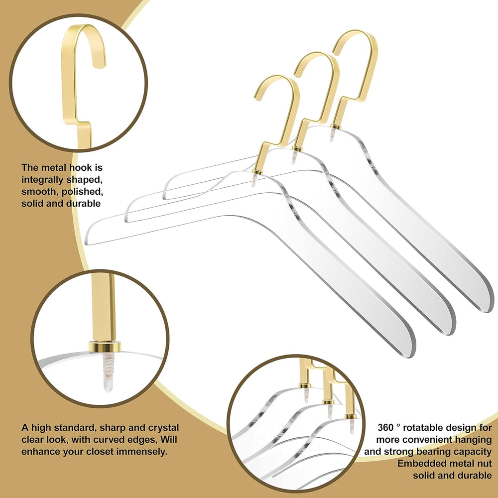 Quality Clear Acrylic Lucite Coat Suit Hangers, Stylish Clothes Hanger with S...