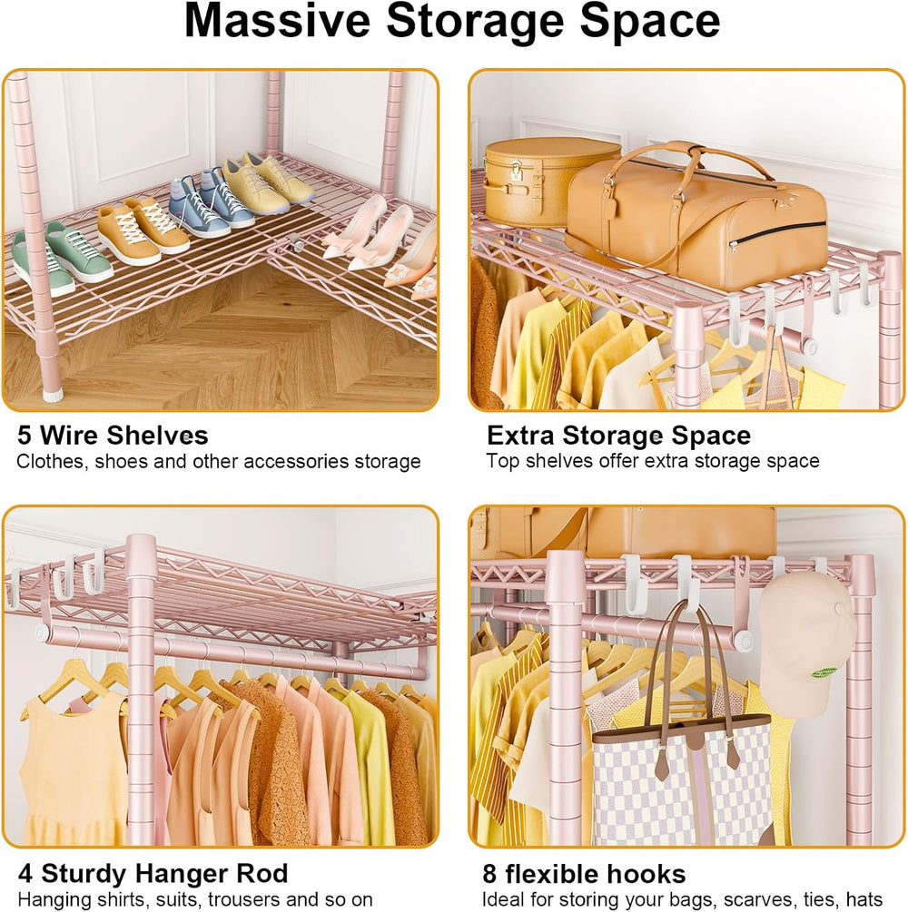 ULIFHOME E15 Garment Rack L Shaped Clothes Rack for Corner，Freestanding Cloth...