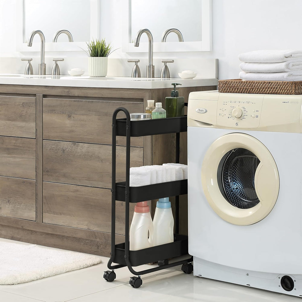 SunnyPoint Slim Rolling Storage Cart, 3 Tier Bathroom Storage Organizer Bathr...