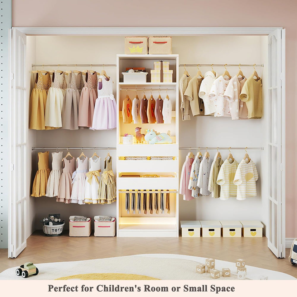 Closet System, 4-8FT Closet Organizer with 3 Wood Drawers & Glass Top, 10...