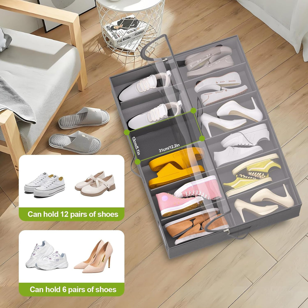 homyfort Under Bed Shoe Storage with Wheels, Fits 24 Pairs, Rolling Shoe Orga...