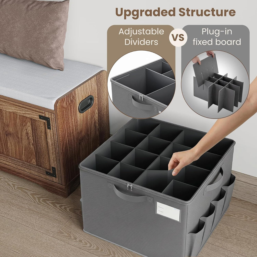 Varhomax Shoe Organizer Box for Closet, Fabric Storage Basket 2 Pack