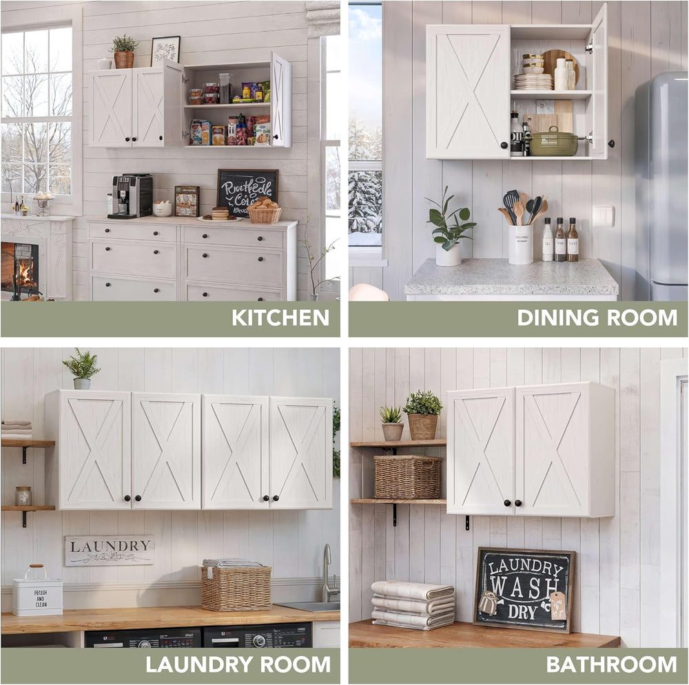 FIMELLO 30’’ Laundry Room Cabinets, Laundry Wall Cabinet Storage, Barn Door K...
