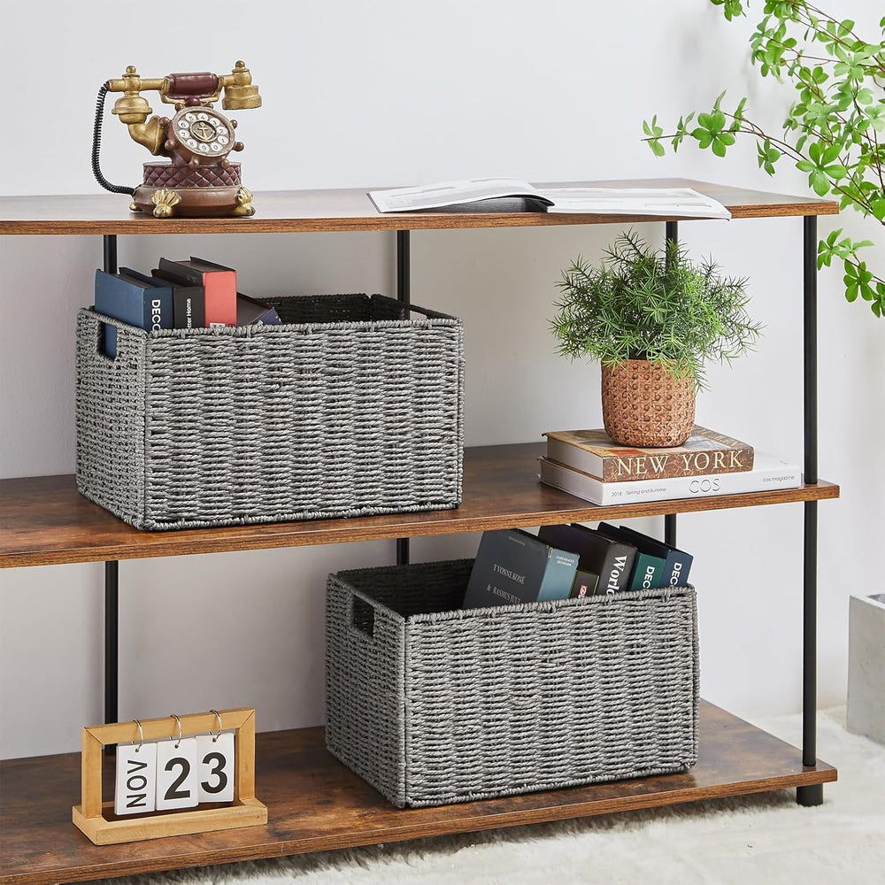 Vagusicc Wicker Storage Basket, Set of 2 Hand-Woven Paper Rope Wicker Basket,...