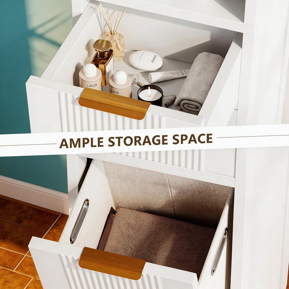 Einhomn 67" Tall Bathroom Storage Cabinet with Removable Laundry Basket ...