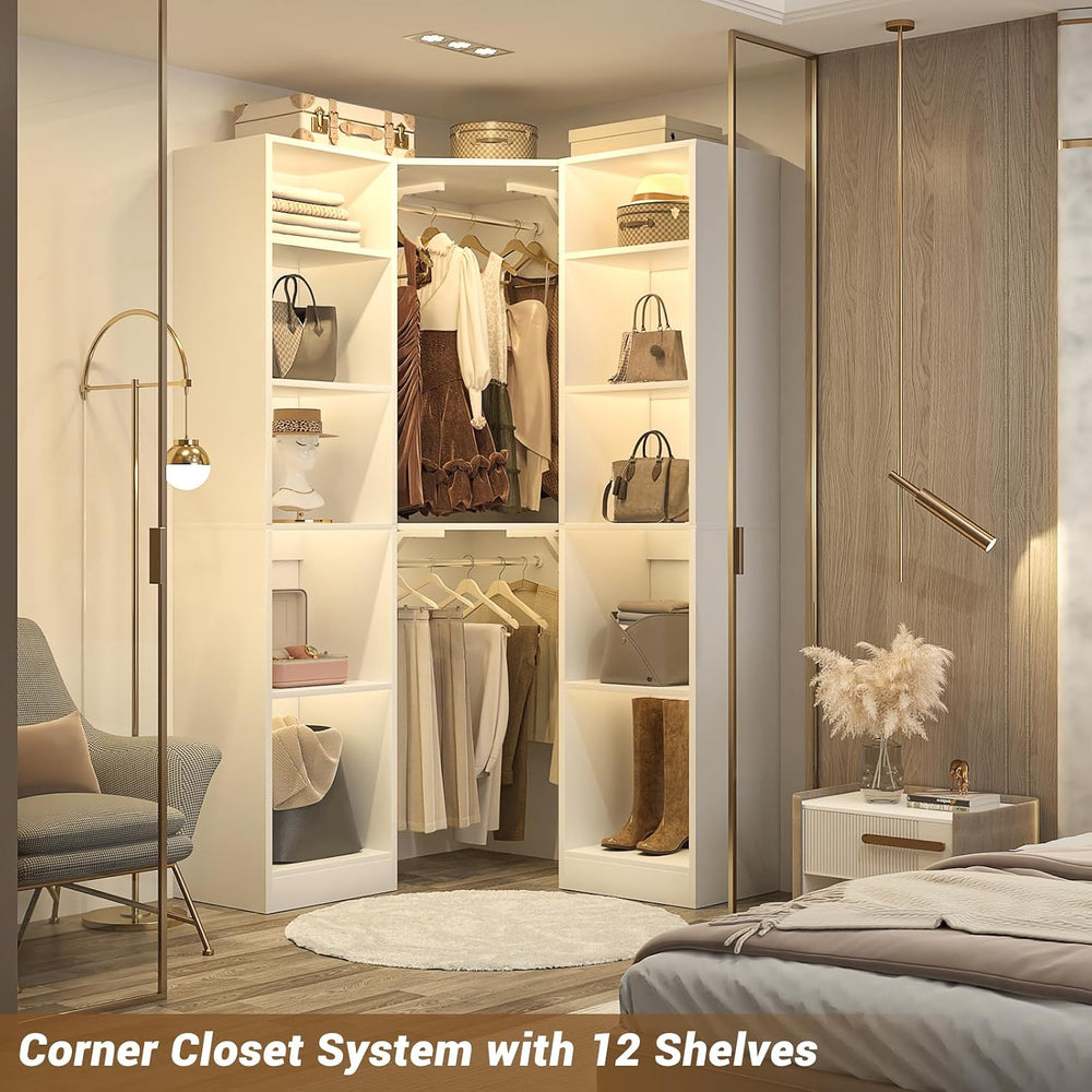 Besiost Corner Closet System with 12 Shelves, 39.2" Corner Closet Organizer