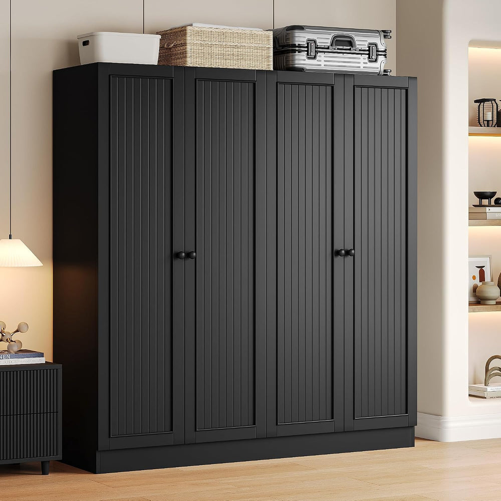 iPormis 4 Doors Armoire Wardrobe Closet with 2 Drawers, 63" Large Wardro...