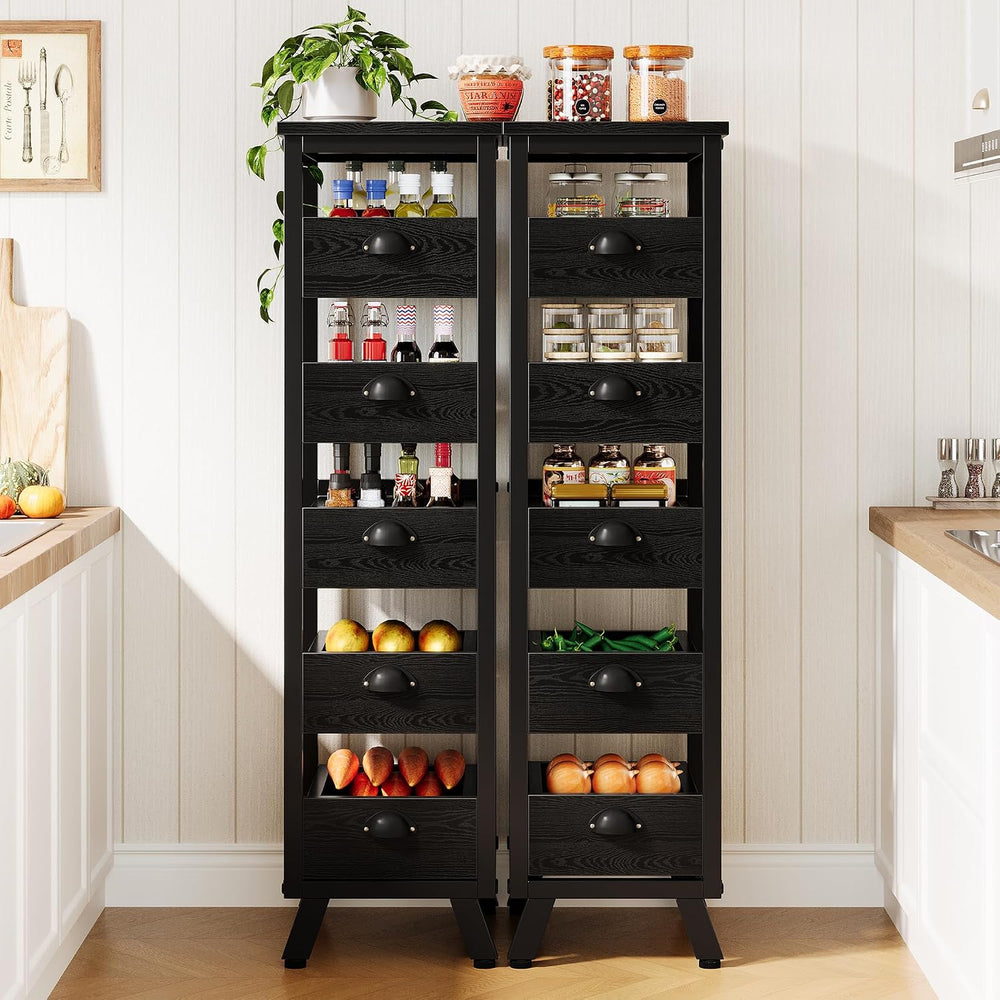 Tribesigns Black Wood Fruit and Vegetable Storage Rack, 5-Tier Narrow Snack S...