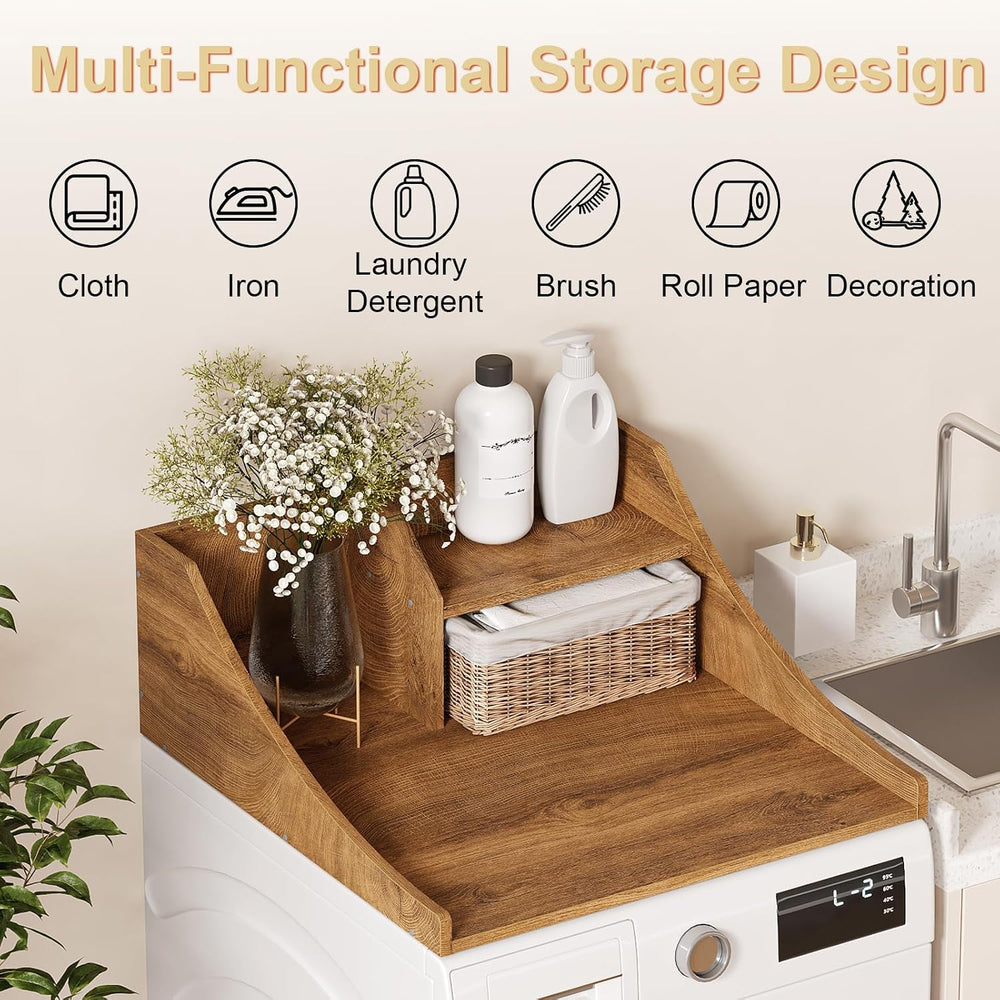 27'' Washer Dryer Countertop with Shelf, 2-Tier Laundry Countertop fo...