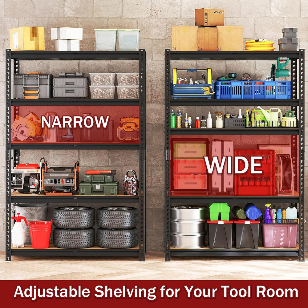 72" H Heavy Duty Garage Shelving, 2400LBS Capacity 5-Tier Storage Shelve...