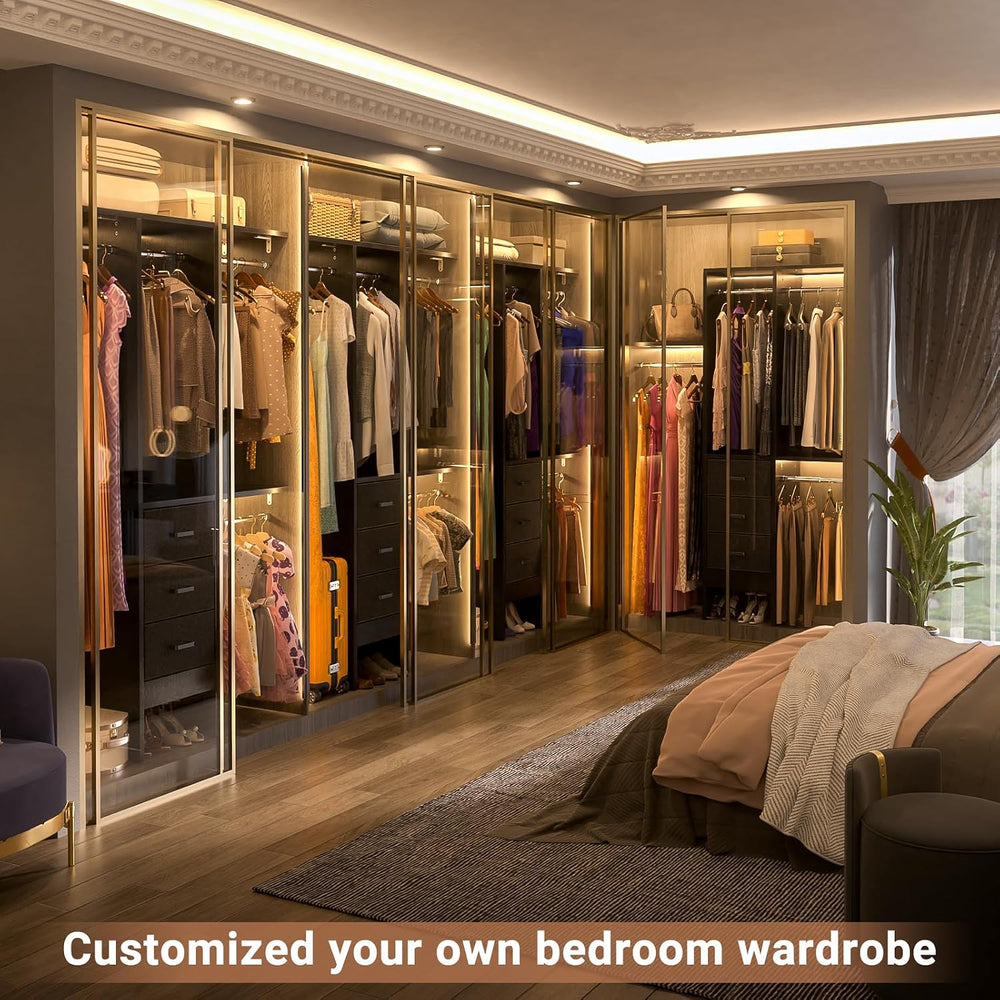 Besiost 4FT Small Closet System with 3 Fabric Drawers, 48'' Closet Or...